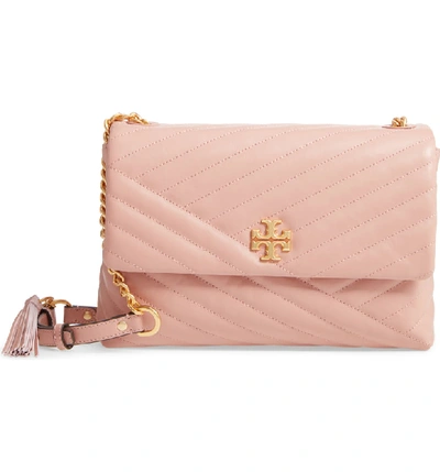 Kira Chevron Quilted Leather Shoulder Bag - Pink In Pink Moon/gold