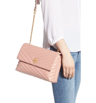 Shop Tory Burch Kira Chevron Quilted Leather Shoulder Bag - Pink In Pink Moon