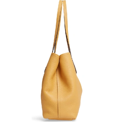 Shop Longchamp Roseau Essential Mid Leather Tote In Honey