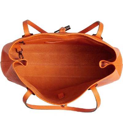 Shop Longchamp Roseau Essential Mid Leather Tote In Orange