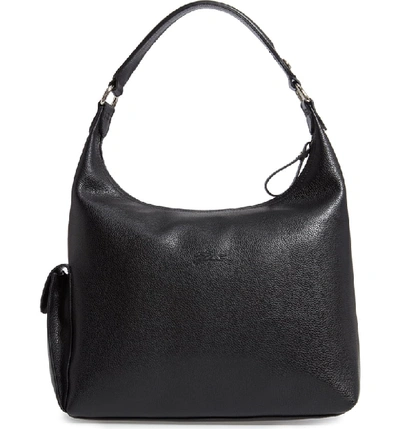 Shop Longchamp Le Foulonne Leather Hobo In Black