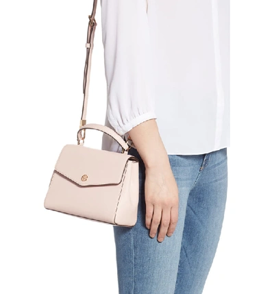 Tory Burch Small Robinson Saffiano Leather Top Handle Satchel - Pink In  Shell Pink | ModeSens