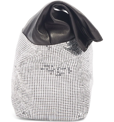 Shop Paco Rabanne Mesh Foldover Clutch In Silver/ Black