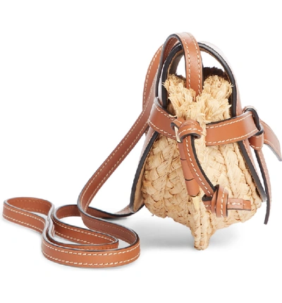 Shop Loewe Gate Mini Leather & Raffia Crossbody Bag - Brown In Tan/ Natural
