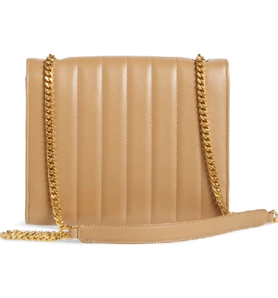 Shop Saint Laurent Small Vicky Leather Wallet On A Chain - Beige In Peru