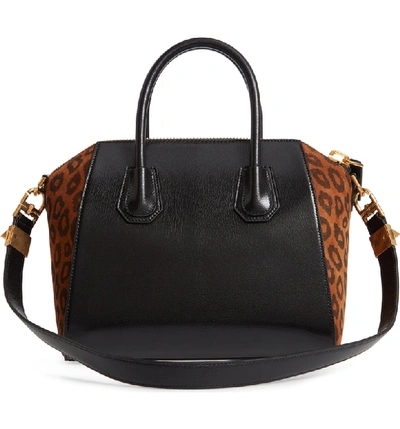 Shop Givenchy Small Antigona Leather Satchel In Black/ Chestnut