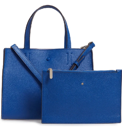 Shop Kate Spade Medium Sam Leather Satchel - Blue In Mystic Blue