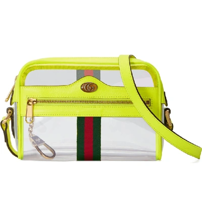 Shop Gucci Ophidia Transparent Convertible Bag - Yellow In Lime Fluorescent/ Yellow