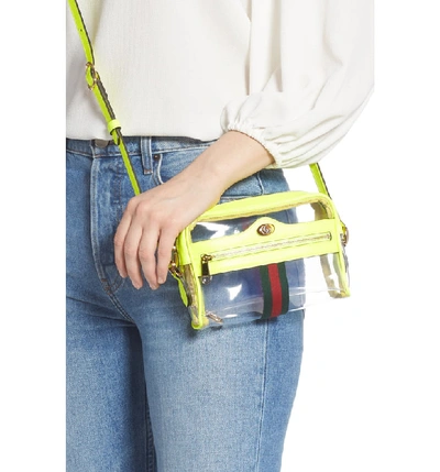 Shop Gucci Ophidia Transparent Convertible Bag - Yellow In Lime Fluorescent/ Yellow