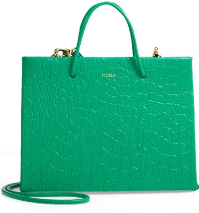 Shop Medea Prima Hanna Croc Embossed Leather Bag - Green