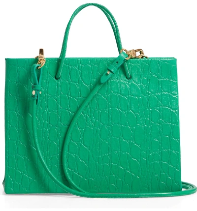Shop Medea Prima Hanna Croc Embossed Leather Bag - Green