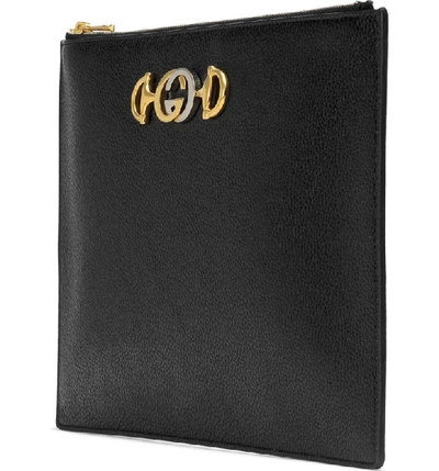 Shop Gucci Zumi 815 Leather Pouch In Black