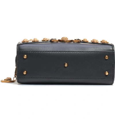 Shop Versace Small Tribute Studded Leather Satchel - Black In Black/ Tribute Gold