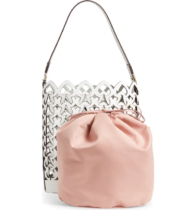 Shop Kate Spade Medium Dorie Leather Bucket Bag - White In Optic White