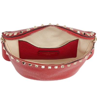Shop Valentino Rockstud Belt Bag - Red In Rosso V