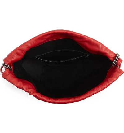 Shop Saint Laurent Teddy Bandana Studded Leather Bucket Bag - Red In Bandana Red