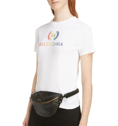 Shop Balenciaga Extra Small Souvenir Logo Leather Belt Bag In Black