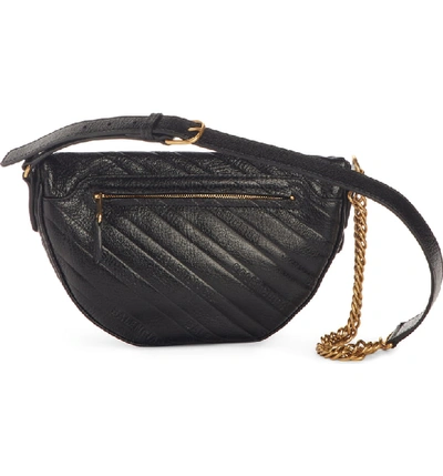 Shop Balenciaga Extra Small Souvenir Logo Leather Belt Bag In Black