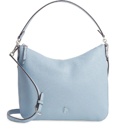 Shop Kate Spade Medium Polly Leather Shoulder Bag In Horizon Blue