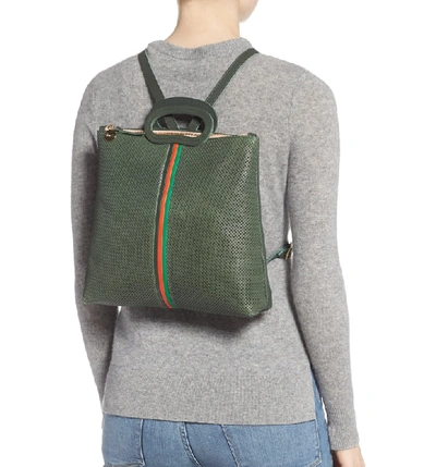 Clare V Marcelle Perforated Leather Backpack - Green In Loden Perf With  Loden