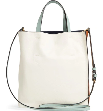 Shop Marni Museo Small Colorblock Leather Tote In Cinnamon/ Limestone/ Mint