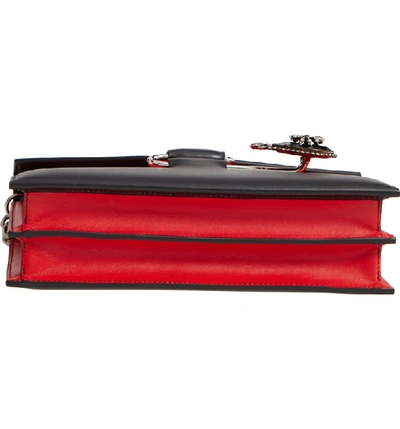 Shop Alexander Mcqueen Pin Calfskin Leather Shoulder Bag In Black/ Lust Red