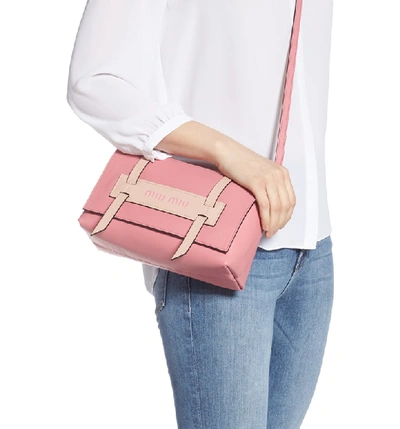 Shop Miu Miu Small Grace Calfskin Shoulder Bag - Pink In Begonia/ Pesca