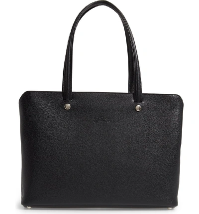 Shop Longchamp Le Foulonne Leather Tote - Black