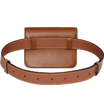 Shop Burberry Tb Leather Belt Bag In Malt Brown