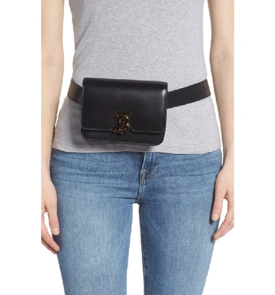 Shop Burberry Tb Leather Belt Bag In Black