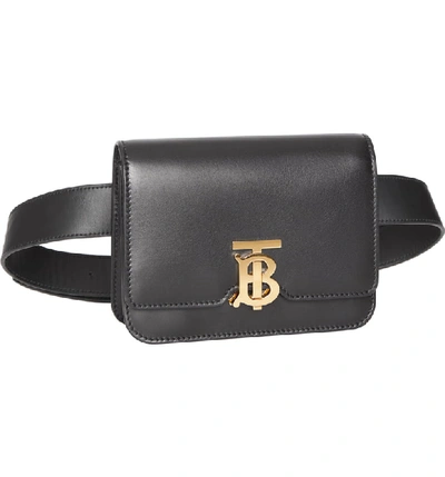 Shop Burberry Tb Leather Belt Bag In Black