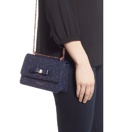 Shop Ted Baker Jayllaa Bow Leather Crossbody Bag - Blue In Navy