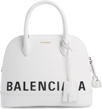 Shop Balenciaga Small Vile Calfskin Satchel - White In White/ Black