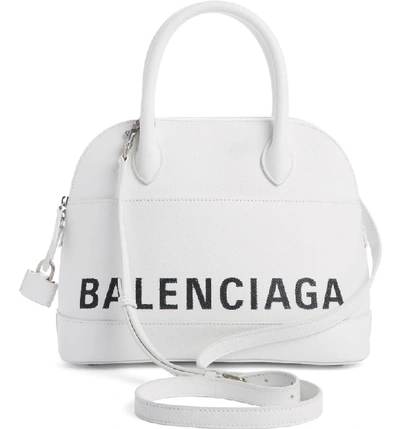 Shop Balenciaga Small Vile Calfskin Satchel - White In White/ Black