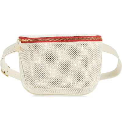 Shop Clare V Perforated Leather Fanny Pack - White In Cream Perf Cream
