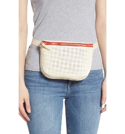 Shop Clare V Perforated Leather Fanny Pack - White In Cream Perf Cream