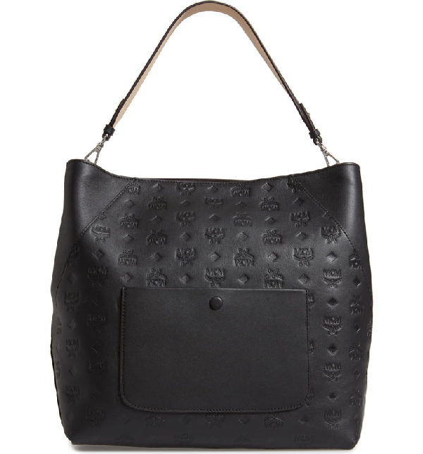 Mcm Large Klara Monogram Leather Hobo Bag In Black ModeSens