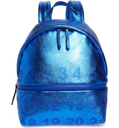 Shop Maison Margiela Medium Number Print Backpack - Blue In Dazzling Blue