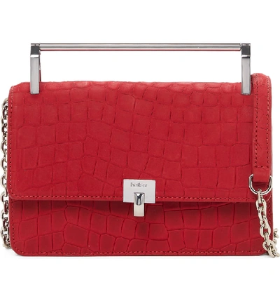 Shop Botkier Lennox Leather Crossbody Bag - Red In Fire Red Croco