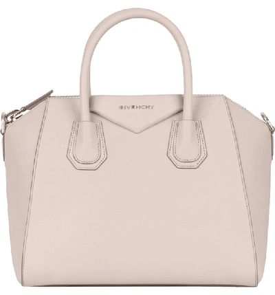 Shop Givenchy 'small Antigona' Leather Satchel - White In Natural