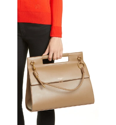 Shop Givenchy Whip Large Leather Satchel In Taupe