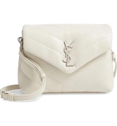 Shop Saint Laurent Toy Loulou Calfskin Leather Crossbody Bag - White In Crema Soft