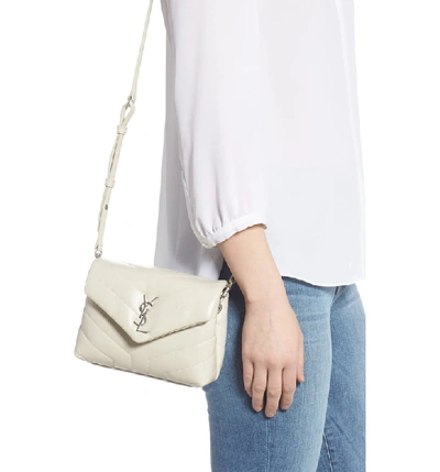 Shop Saint Laurent Toy Loulou Calfskin Leather Crossbody Bag - White In Crema Soft