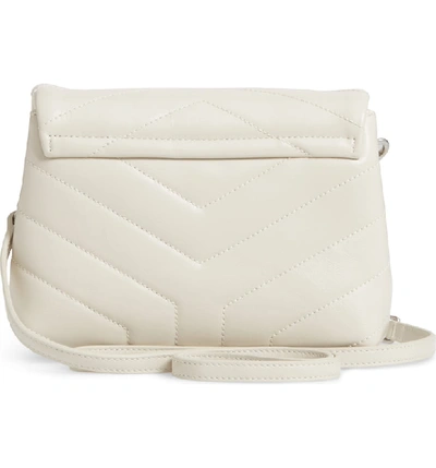 Shop Saint Laurent Toy Loulou Calfskin Leather Crossbody Bag - White In Crema Soft