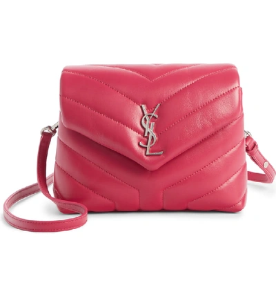 Shop Saint Laurent Toy Loulou Calfskin Leather Crossbody Bag - Pink In Freesia