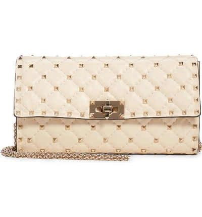 Shop Valentino Rockstud Matelasse Quilted Leather Crossbody Bag In Light Ivory