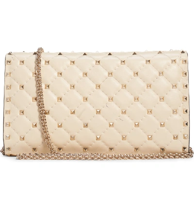 Shop Valentino Rockstud Matelasse Quilted Leather Crossbody Bag In Light Ivory