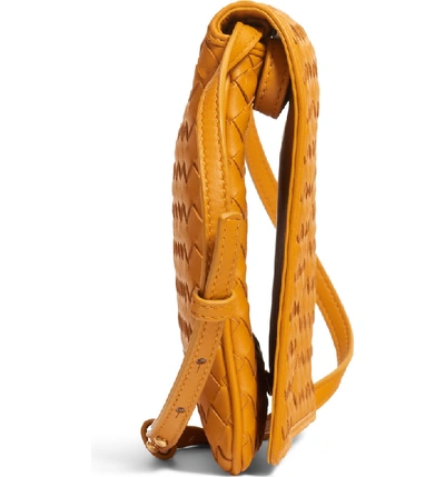 Shop Bottega Veneta Intrecciato Leather Crossbody Flap Bag - Yellow In Marigold/ Marigold