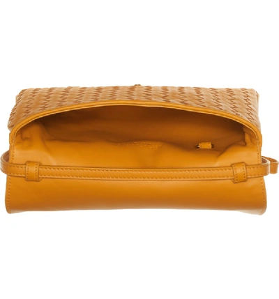 Shop Bottega Veneta Intrecciato Leather Crossbody Flap Bag - Yellow In Marigold/ Marigold