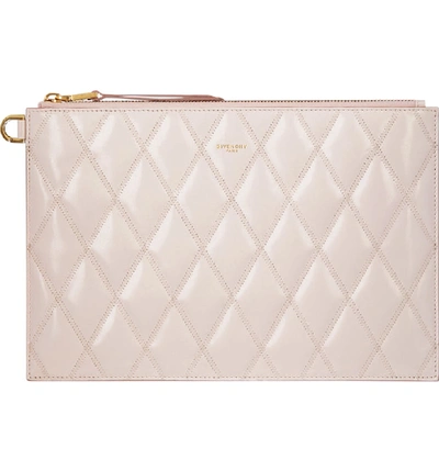 Shop Givenchy Quilted Leather Zip Pouch - Pink In Pale Pink